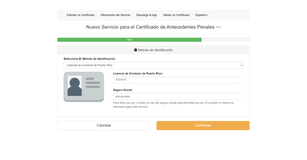 Formulario Licencia de conducir, seguro social